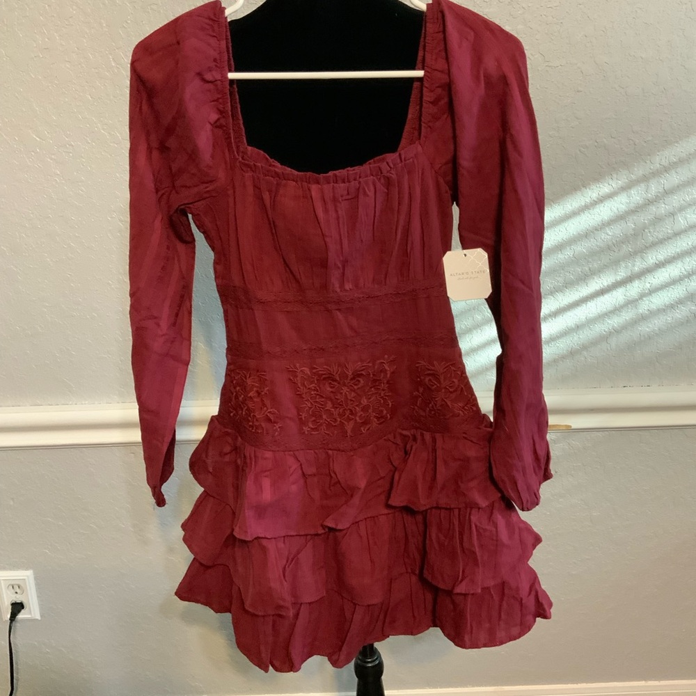 Altar'd State Burgundy Layered Dress